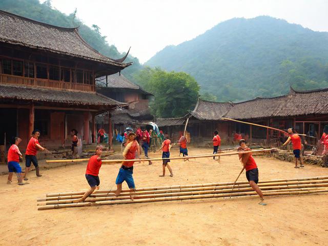 九游体育网站_ 乡村特色竹竿挤拔河，传承传统民俗运动，拔竹竿神器
